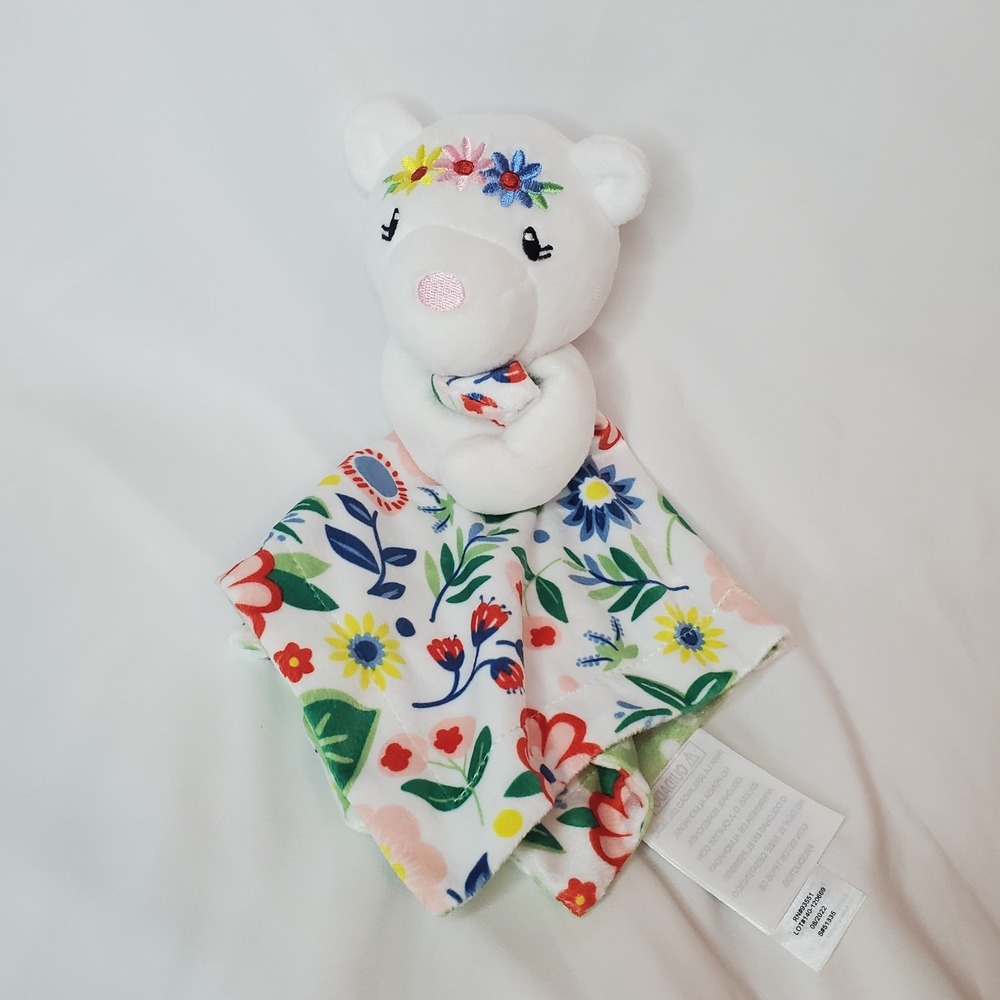 Baby Essentials Floral‎ Bear Snuggle Lovey Security Blanet Toy Spring Summer